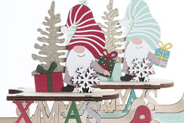 DKD Home Decor Decoracion Navidad Tradicional Turquesa Rojo Trineo Madera 6 x 15 x 15 cm (12 Unidades)