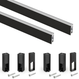 Emuca Lote de 2 barras para armario Luxe de 1.15m, Negro texturizado