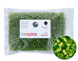 Innspiro Rocalla de Vidrio Redonda Plateado Verde Aguacate 3,8mm 500g