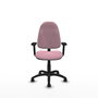 Silla de oficina Algarra con mecanismo Contacto permanente básico tapizada con Tela color Rosa. Equipada con Base poliamida negra, Brazos 2D y Ruedas autofrenantes