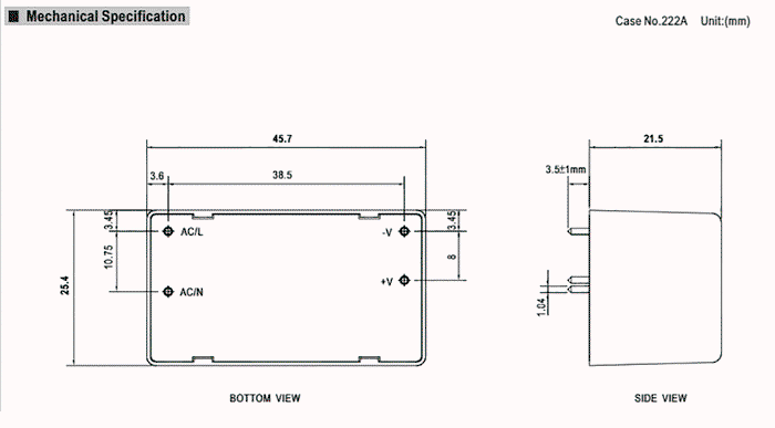 MEAN WELL MPM-10-15 Convertidor AC/DC 10W 15V DC
