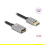 DeLOCK 81079 Cable Extensión DisplayPort 1 m Gris Metálico Macho-Hembra 8K@60Hz/4K@240Hz, DP 1.4, HBR3, DSC, HDCP 2.3, 32.4 Gbps