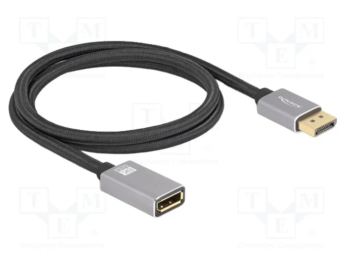 DeLOCK Cable de extensión DisplayPort 8K 60 Hz 1 m Gris Metal