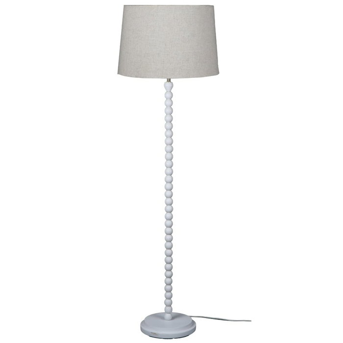 DKD Home Decor Lámpara de Pie de Metal y Mango Blanco