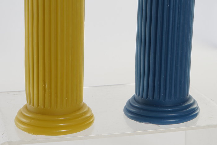 DKD Home Decor Vela 8.2 x 25.5 x 9.5 cm (6 Unidades) Cera Parafina Amarillo Azul Duración 45h