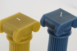 DKD Home Decor Vela 8.2 x 25.5 x 9.5 cm (6 Unidades) Cera Parafina Amarillo Azul Duración 45h