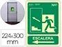 Archivo 2000 Pictograma Señal Salida Emergencia Escalera Sube Izquierda PVC Verde Luminiscente 224x300 mm