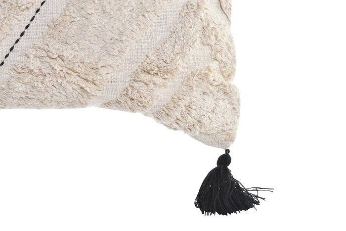 DKD Home Decor Cojín de Algodón con Pompón, Blanco, Surtido de 2 DKD Home Decor Cojín de Algodón con Pompón, Blanco, Surtido de 2