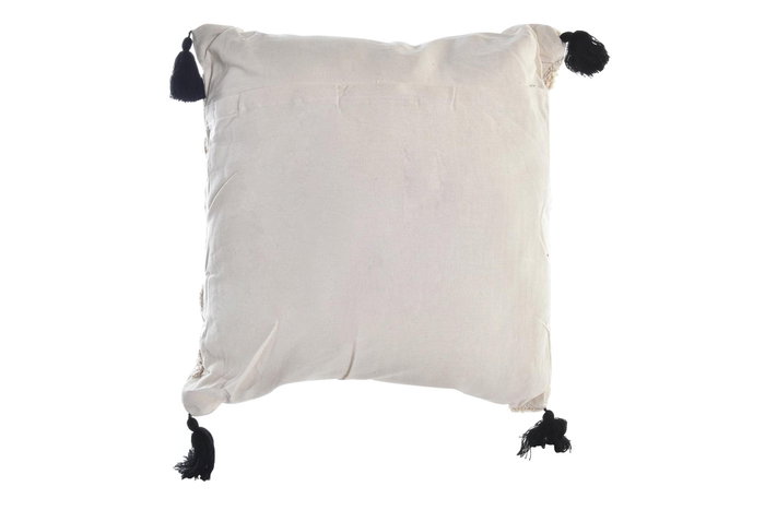 DKD Home Decor Cojín de Algodón con Pompón, Blanco, Surtido de 2 DKD Home Decor Cojín de Algodón con Pompón, Blanco, Surtido de 2