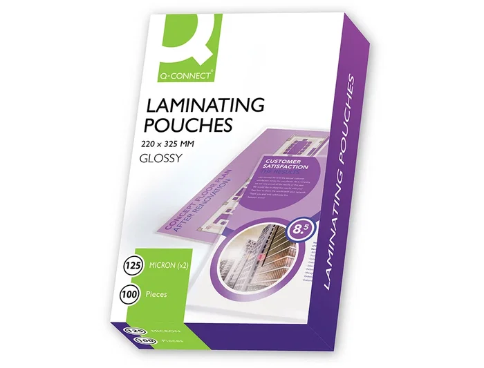 Q-connect Bolsa de plastificar 325 x 220 mm 125 mc Folio Caja de 100 Unidades