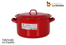 La Estrella Olla Recta con Tapa 22 cm Roja (6 Unidades)