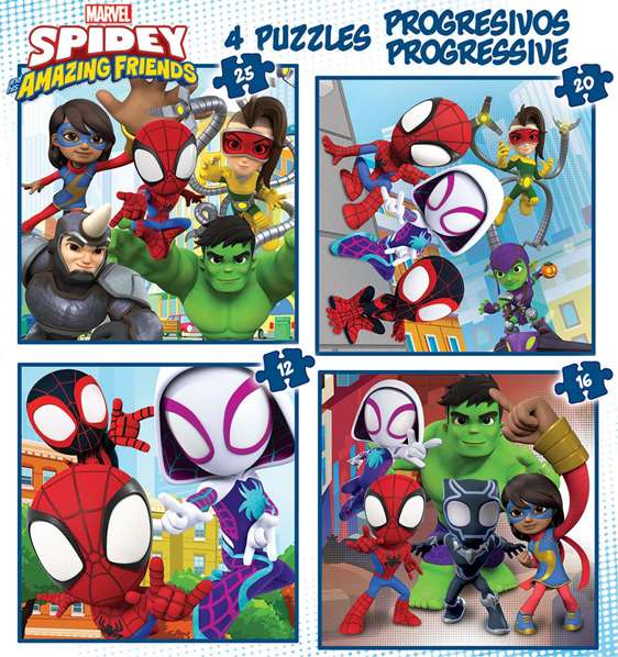 Educa Puzzle progresivos Spidey & His Amazing Friends 12-16-20-25 piezas Educa Puzzle progresivos Spidey & His Amazing Friends 12-16-20-25 piezas