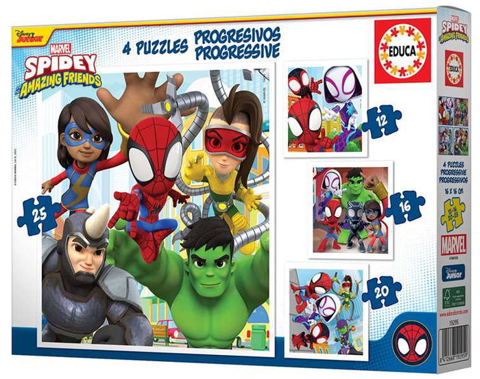 Educa Puzzle progresivos Spidey & His Amazing Friends 12-16-20-25 piezas Educa Puzzle progresivos Spidey & His Amazing Friends 12-16-20-25 piezas