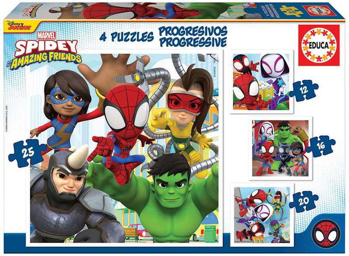 Educa Puzzle Progresivos Spidey & His Amazing Friends (4 unidades de 12-25 piezas) Educa Puzzle Progresivos Spidey & His Amazing Friends (4 unidades de 12-25 piezas)