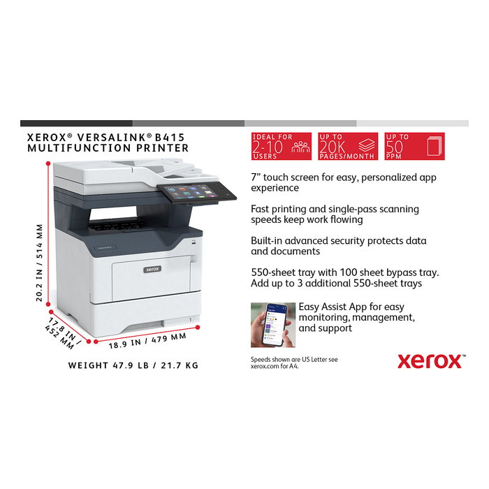 Xerox VersaLink B415V_DN Multifunción Láser Monocromo A4 Xerox VersaLink B415V_DN Multifunción Láser Monocromo A4