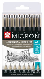 Sakura Estuche de promoción Pigma Micron con 7 puntafinas negros + 1 Pigma Micron PN GRATIS