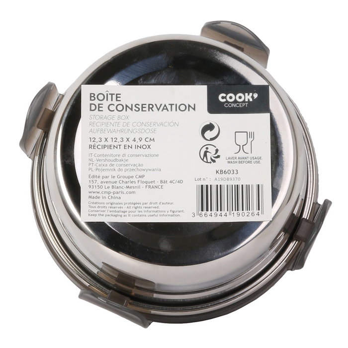 Cook Concept Hermético Acero Inoxidable Diámetro 12,3 cm Tapa Plástico