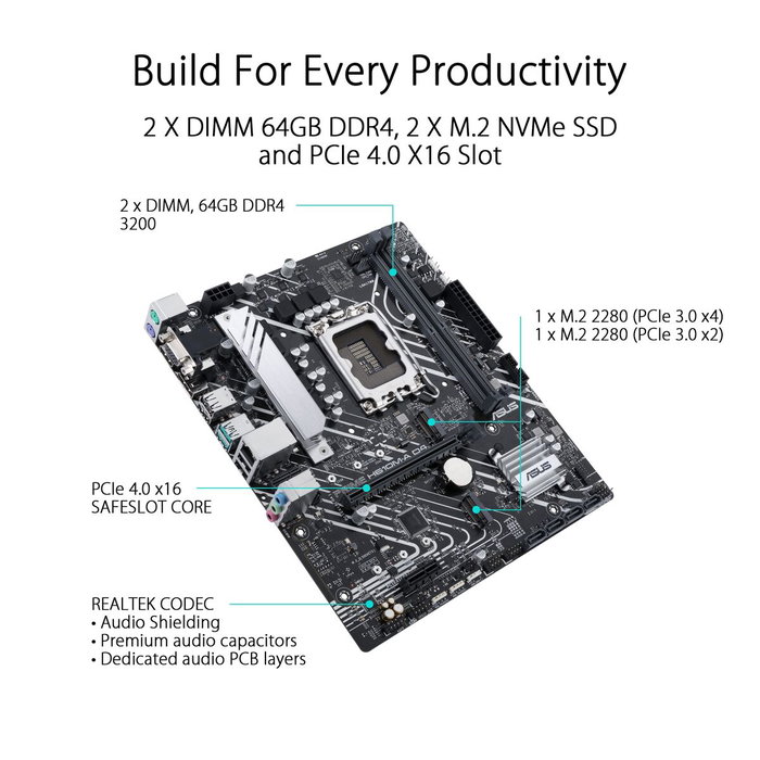 ASUS PRIME H610M-A WIFI DDR5 micro ATX ASUS PRIME H610M-A WIFI DDR5 micro ATX