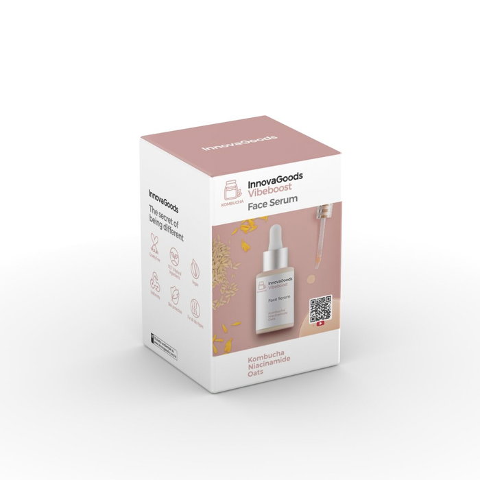 Pack Masajeador Facial Reafirmante con LED, EMS y Calor y Sérum Facial Kombucha Vibeboost 30 ml InnovaGoods