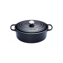 Le Creuset Signature Oval 27cm 4.1L Bräter de hierro fundido negro, apto inducción, cerámico, placa de sellado, 21178270000430
