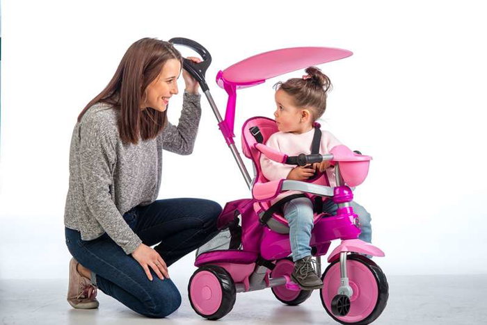 Ociotrends Triciclo Ranger Rosa Acolchado con Capota y Bolso para Bebé, para Niños de 18 a 36 Meses