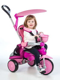 Ociotrends Triciclo Ranger Rosa Acolchado con Capota y Bolso para Bebé, para Niños de 18 a 36 Meses