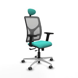 PIQUERAS Y CRESPO Silla de oficina Motilla con mecanismo Sincro/Traslack, Turquesa y Gris