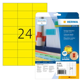 HERMA 4466 Etiquetas A4 Amarillas 70x37 mm Mate