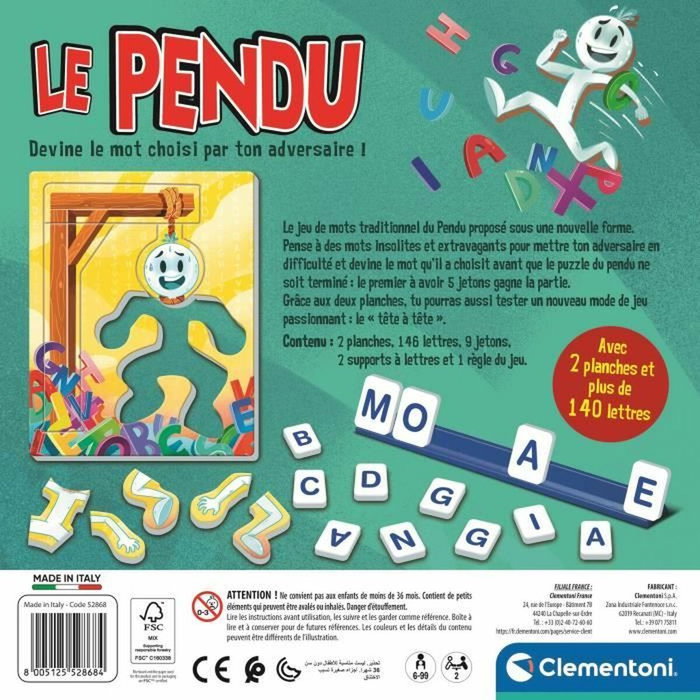 Clementoni El Ahorcado Juego de Mesa para Niños y Familias