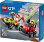 LEGO City Juego de Construcción 60383 Coche de Carreras de Pizza vs Camión de Bomberos, Set de Vehículos para Niños +6 Años