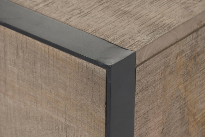 DKD Home Decor Mesita de Noche Natural Negro Mango y Metal 44 x 65 x 45 cm