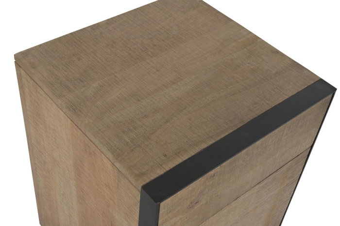 DKD Home Decor Mesita de Noche Natural Negro Mango y Metal 44 x 65 x 45 cm