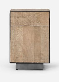 DKD Home Decor Mesita de Noche Natural Negro Mango y Metal 44 x 65 x 45 cm