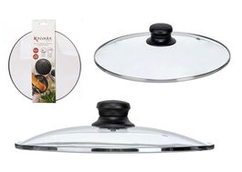 Kinvara Tapa de Cristal con Filo Plata para Sartén, 26 cm, Vidrio y Metal, Transparente/Plata (Set de 12)