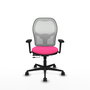 PIQUERAS Y CRESPO Silla de oficina Jorquera Rosa y Blanca con mecanismo Sincro/Traslack