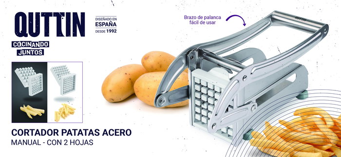 Quttin Cortador de Patatas de Acero con 2 Hojas (8 Unidades)