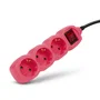 Entac Regleta de 3 tomas con interruptor, cable 1,5 m, rosa