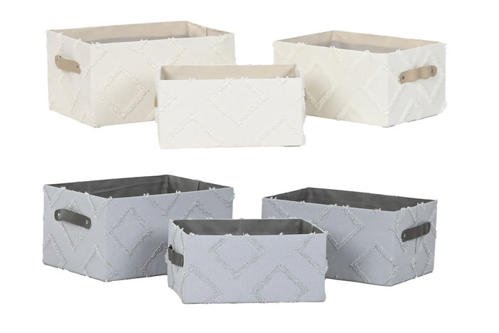 DKD Home Decor Set de 3 Cestos Kondo de Poliéster DKD Home Decor Set de 3 Cestos Kondo de Poliéster