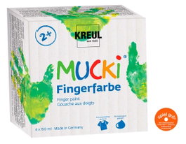 Kreul Set 4 botes pintura dedos MUCKI 150ml