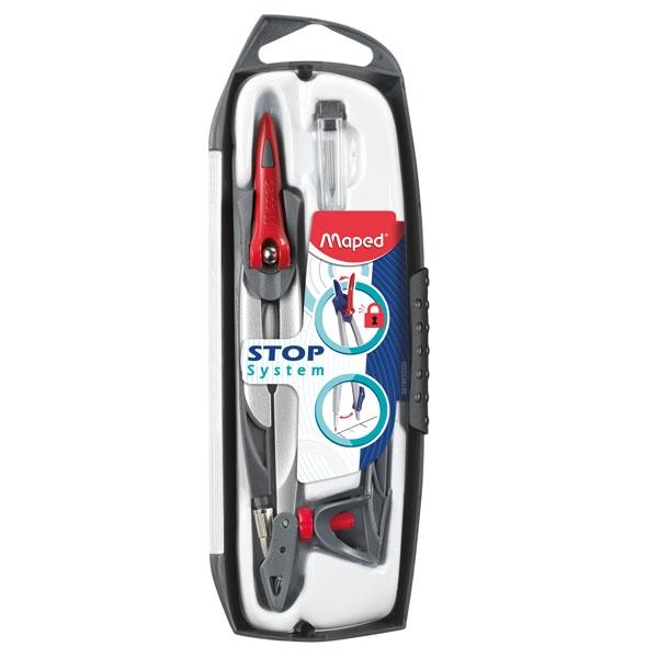 Maped Compás Stop System con Adaptador y Estuche de Minas de 3 Piezas Maped Compás Stop System con Adaptador y Estuche de Minas de 3 Piezas