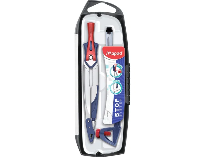Maped Compás Stop System con Adaptador y Estuche de Minas de 3 Piezas Maped Compás Stop System con Adaptador y Estuche de Minas de 3 Piezas