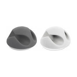 DeLOCK Soporte para Cables Autoadhesivo 18295, 2 Entradas, 6 Piezas, Gris y Blanco, para Escritorio o Pared, Diámetro Máx. 6 mm, Caucho Termoplástico (TPR)