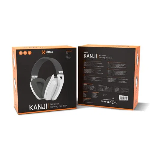 Krom Auriculares Gaming Kanji Inalámbricos Bluetooth 5.3 y Alámbricos Diadema PC PS5 PS4 SWITCH Altavoces 40mm Micrófono Integrado - Blanco