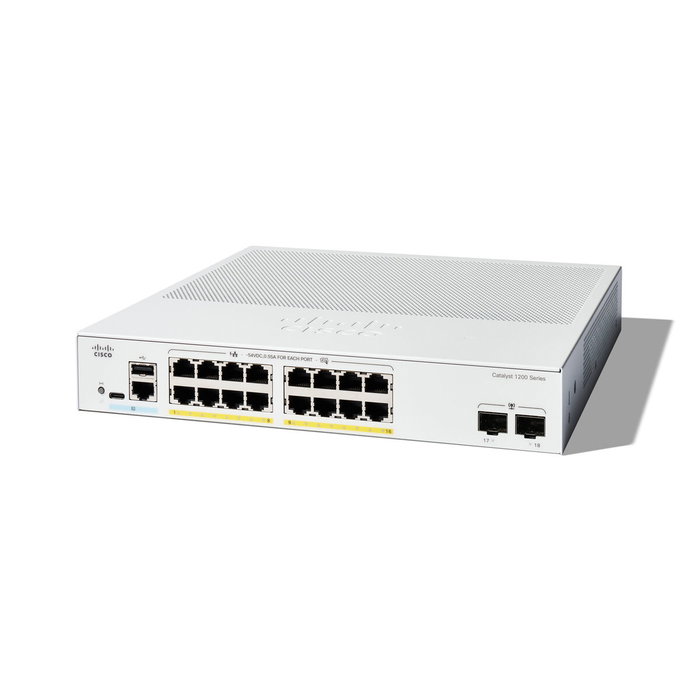 Cisco Catalyst 1200 C1200-16P-2G con 16 puertos Gigabit Ethernet y PoE+