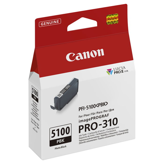 Canon PFI-5100 Photo Black 14.4 ml Tinta Original para imagePROGRAF PRO-310, Pack Individual - 1 Pieza