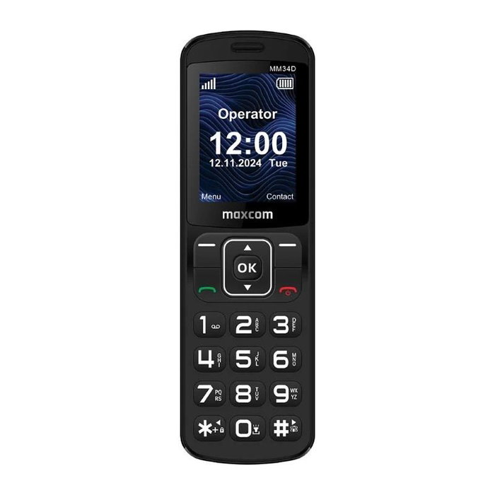 MAXCOM MM34D 4G con pantalla de 2.4 pulgadas y base de carga