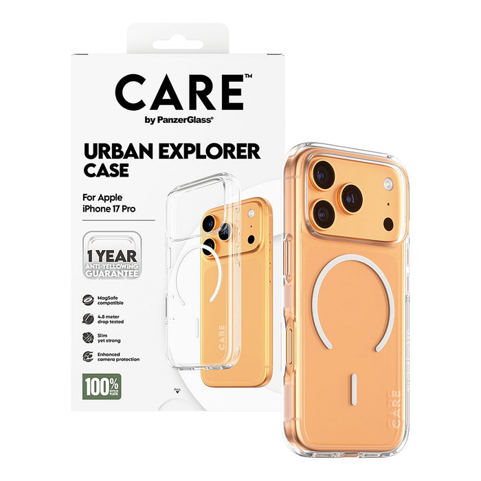 PanzerGlass CARE Urban Explorer Case Transparente con MagSafe para iPhone 17 Pro PanzerGlass CARE Urban Explorer Case Transparente con MagSafe para iPhone 17 Pro