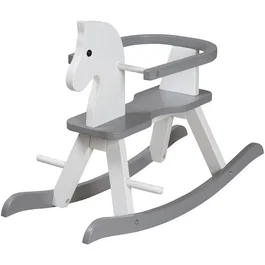 Roba ROB4005317322803 - Caballito Balancín de Madera con Barra de Seguridad Extraíble, Lacado en Blanco, Juguete para Bebé