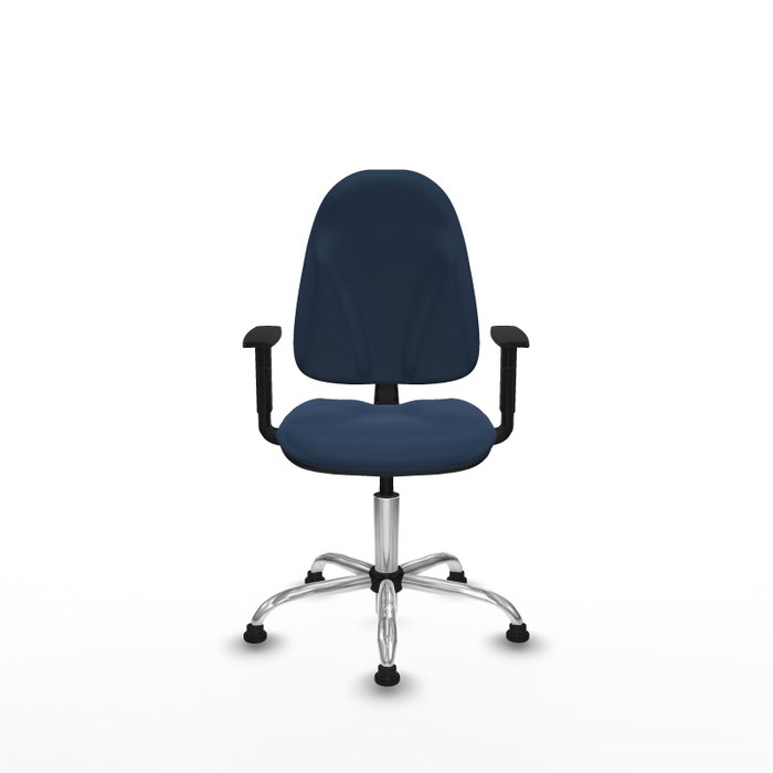 PIQUERAS Y CRESPO Silla de oficina Algarra, Similpiel Azul marino, Base cromada, Sin ruedas