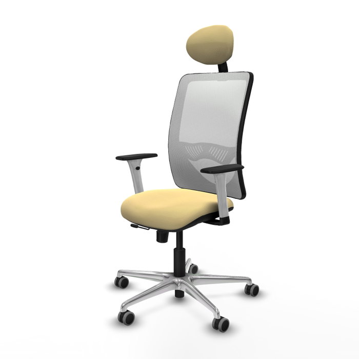PIQUERAS Y CRESPO Silla de oficina Zulema con mecanismo Sincro/Traslack, Similpiel Crema y Malla Blanca